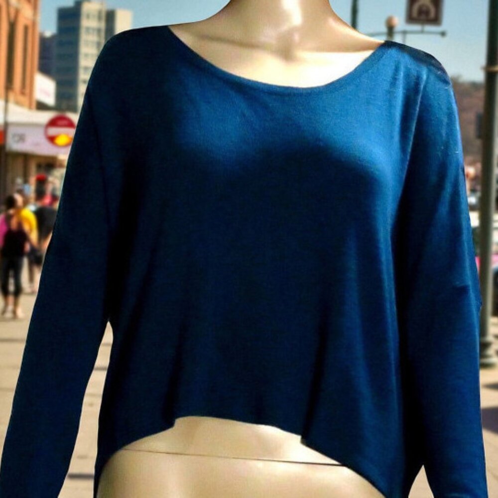Dark Teal Blue Hi-Lo Pullover Top